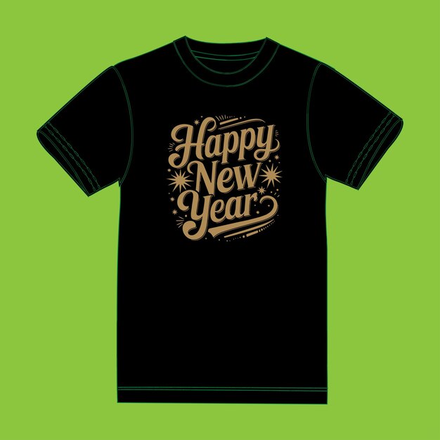 Feliz nuevo diseño de camiseta arte vectorial