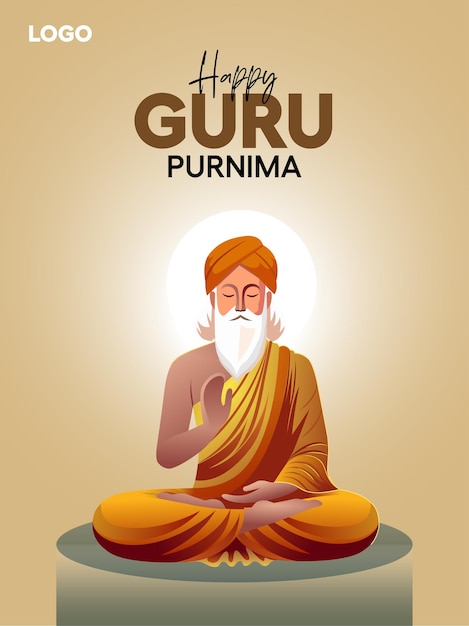 Feliz nuevo gurú Purnima gurú y shishya enseñando a dios abstracto diseño de ilustración vectorial
