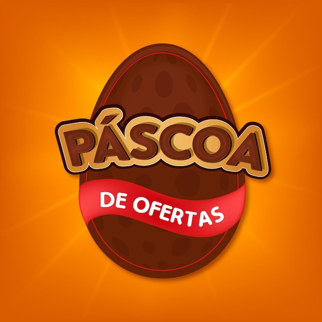 Feliz oferta de pascua con vector de composición de brasil de huevo y cinta de chocolate Premium