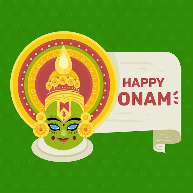 Feliz onam con deidad hindú