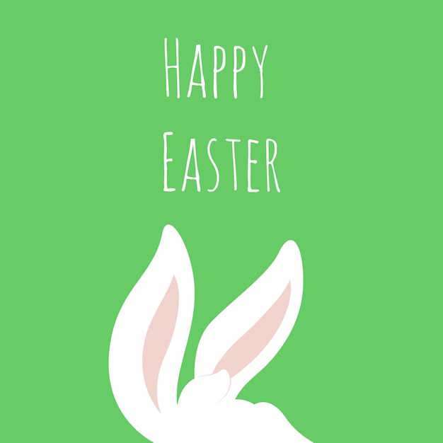 Feliz orejas de conejo de Pascua con fondo verde