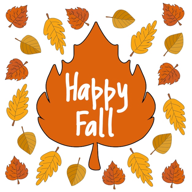 Feliz otoño hojas de otoño vector clipart en blanco