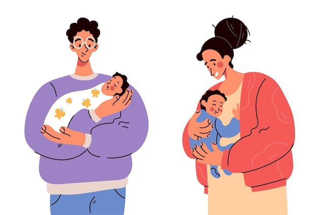 Vector feliz padre familia paternidad mamá papá niño abrazo concepto diseño gráfico ilustración