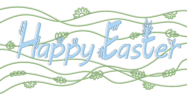 Feliz Pascua banner poster tarjeta de felicitación Trendy Easter design con tipografía conejitos flores