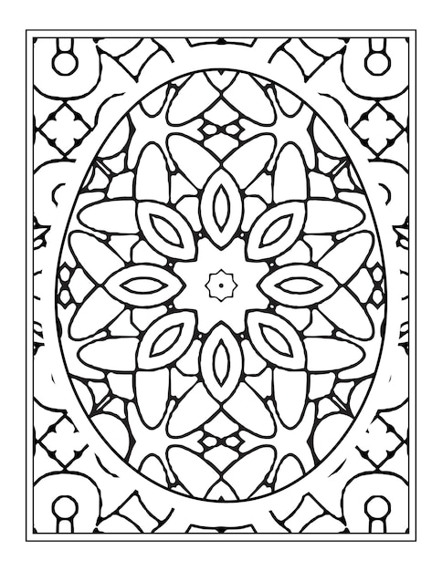 Feliz pascua blanco y negro mandala flor libro para colorear para adultos