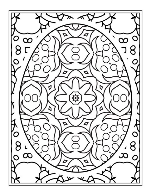 Feliz Pascua Blanco y Negro Mandala flor Libro para colorear