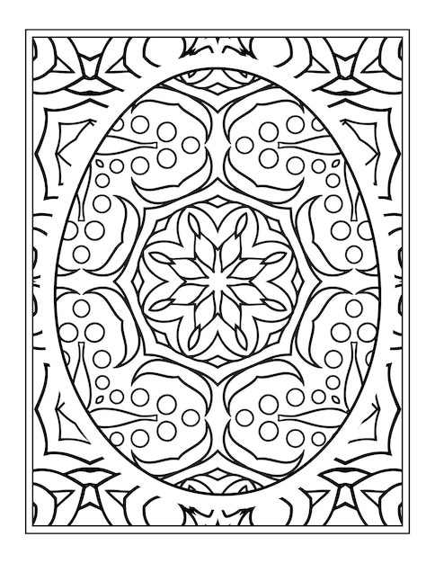 Feliz pascua blanco y negro mandala flor libro para colorear