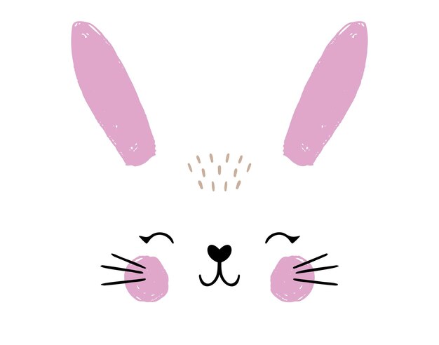 Feliz Pascua cara de conejo lindo con sonrisa decoración de Pascua para cartel de felicitación póster con lindo conejo dulce dibujado a mano
