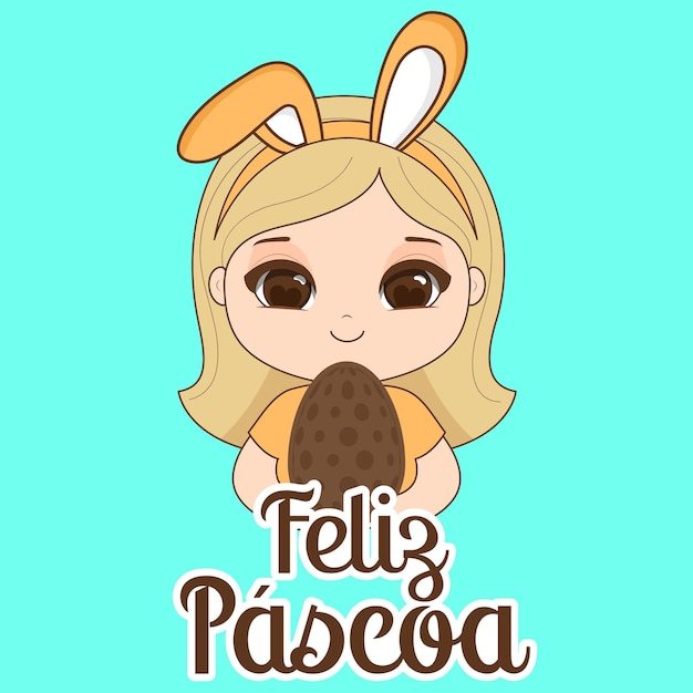 Vector feliz pascua chica linda vector