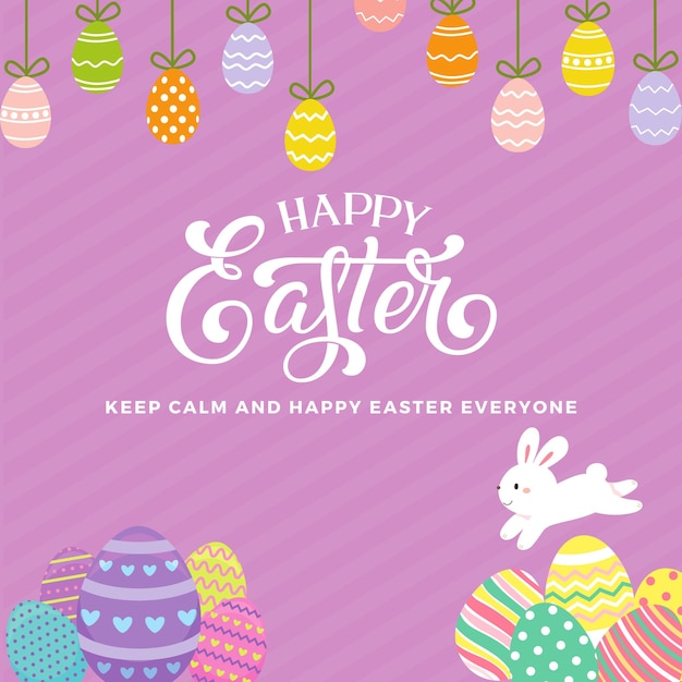 Feliz Pascua colorida con huevos hierba y texto estilo minimalista moderno diseño de Pascua de moda