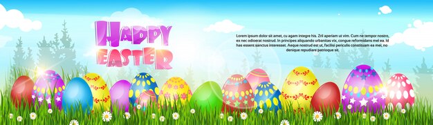 Feliz Pascua decorada tarjeta de felicitación colorida