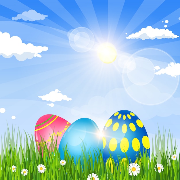 Feliz Pascua decorada tarjeta de felicitación colorida