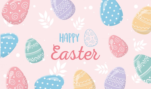 Feliz Pascua delicada decoración huevos ornamentados banner