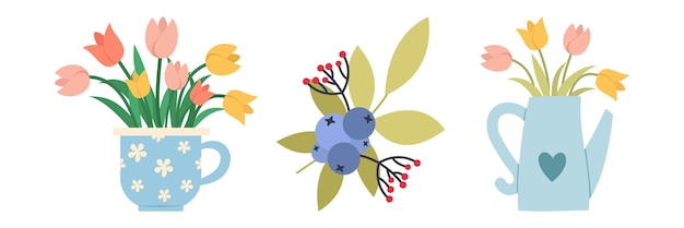 Feliz Pascua de las flores de dibujos animados planos