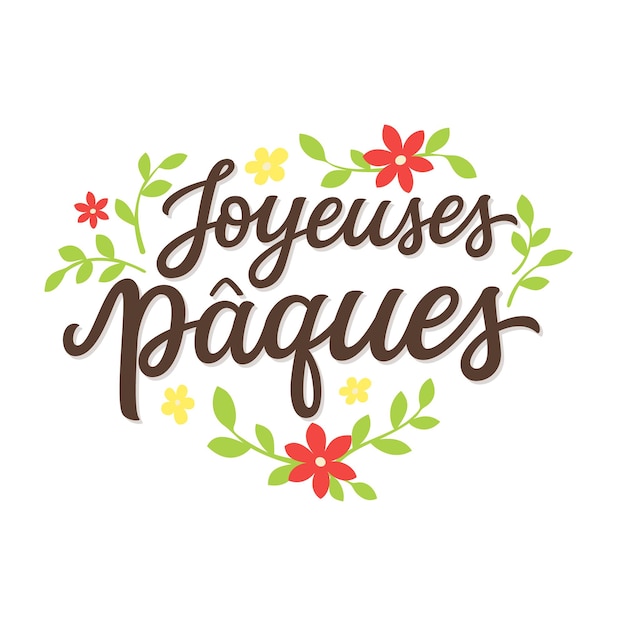 Feliz pascua en francés con letras a mano