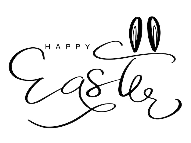Feliz Pascua huevo caligrafía letras fuente texto decoración ornamento niño oreja conejo conejito diseño creativo gráfico primavera verano en marzo abril temporada celebate festival fiesta evento