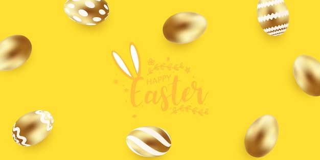 Feliz Pascua con huevos decorados realistas hermoso diseño ilustración vectorial