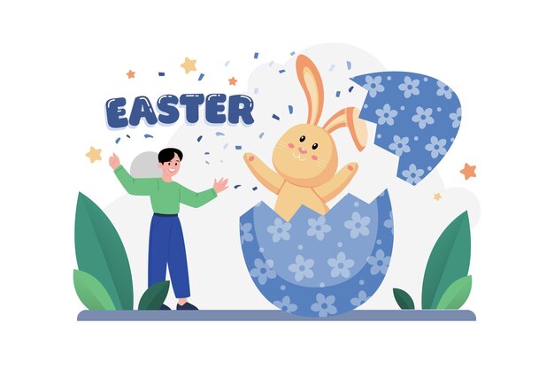 Feliz, pascua, ilustración, concepto