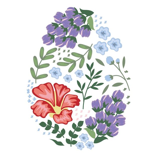 Feliz pascua ilustración vectorial de huevo de flor en acuarela