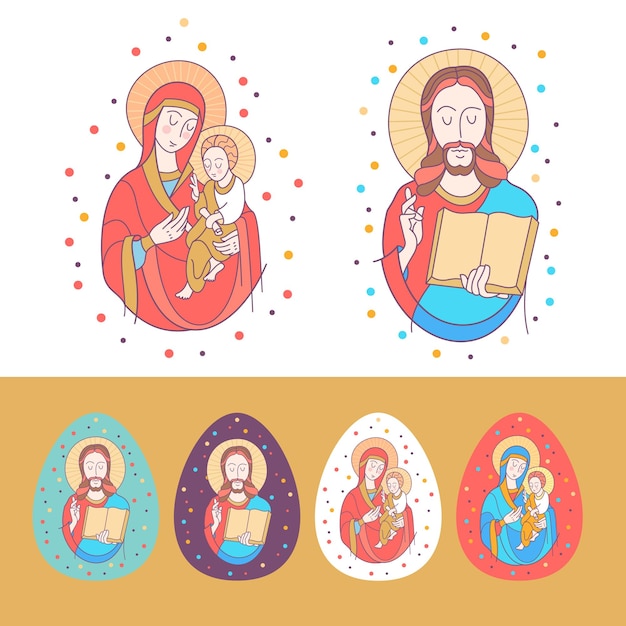 Vector feliz pascua ilustración vectorial jesucristo huevo de pascua