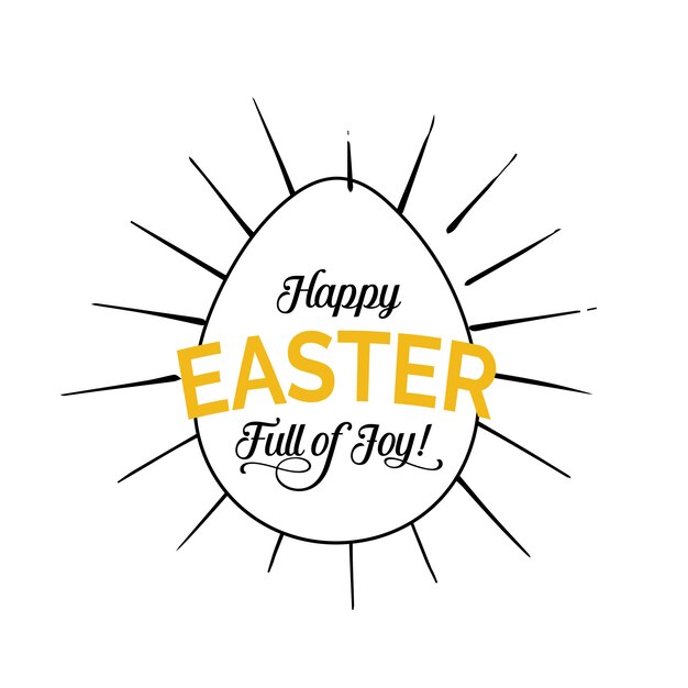 Feliz Pascua letras en huevo brillante
