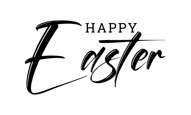 Feliz Pascua letras lineales negras con swooshes mano dibujada elegante caligrafía vectorial moderna