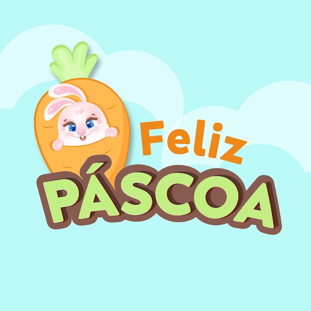 Feliz pascua lindo conejito conejo dibujos animados vector brasil