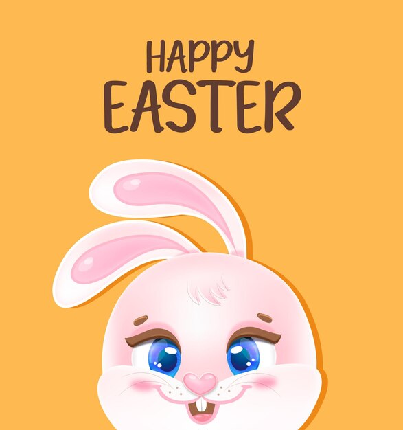 Feliz pascua con lindo conejito ilustración vectorial