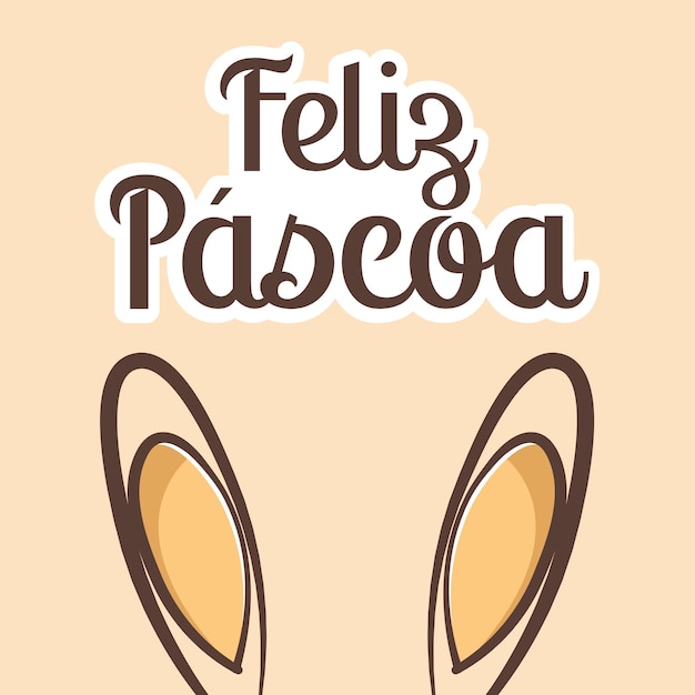 Vector feliz pascua con el lindo conejo vector de brasil