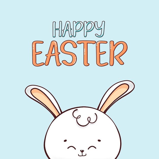 Feliz Pascua con lindo conejo Vector