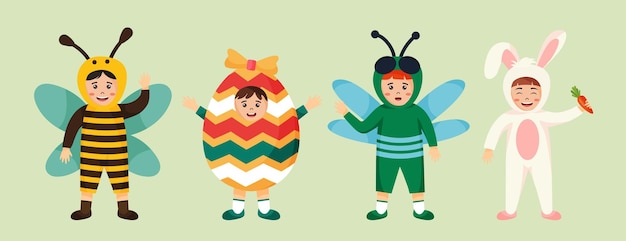 Feliz Pascua lindo personaje de dibujos animados vector conjunto Festival y concepto de vacaciones culturales