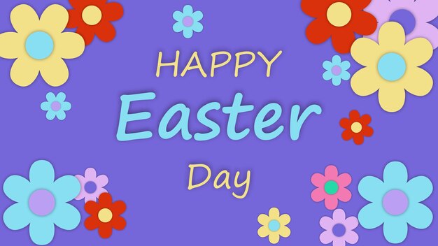 Feliz Pascua. El mejor diseño de invitación festiva con flores de colores.