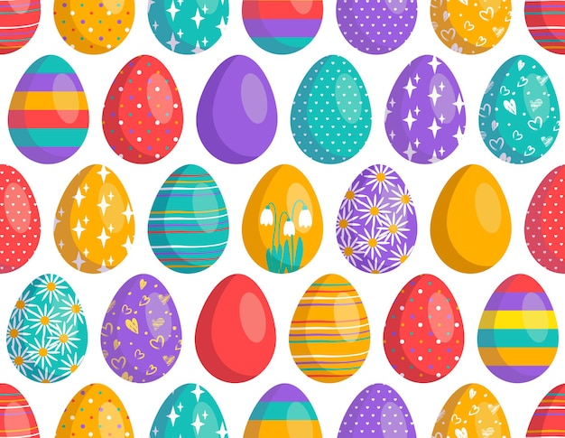 Feliz Pascua de patrones sin fisuras con huevos decoración festiva impresión