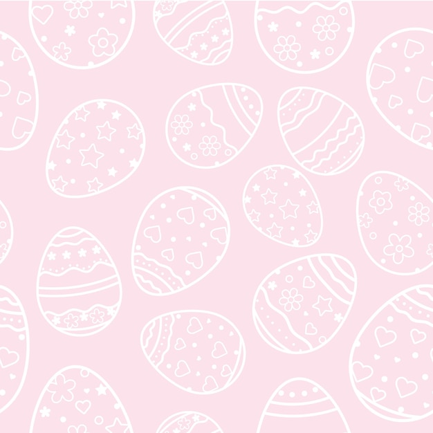 Feliz pascua rosa pastel vector patrón de fondo con huevos