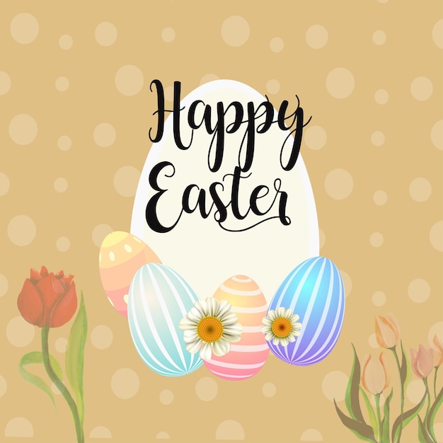 Feliz Pascua Saludos Con Huevos Coloridos Azules Blancos Sobre Fondo Marrón