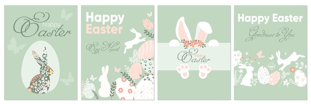 Feliz Pascua Set de carteles festivos tarjetas de felicitación pancartas cubiertas de vacaciones