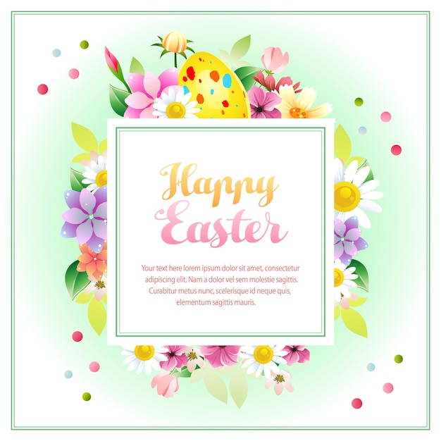 feliz Pascua texto de borde cuadrado