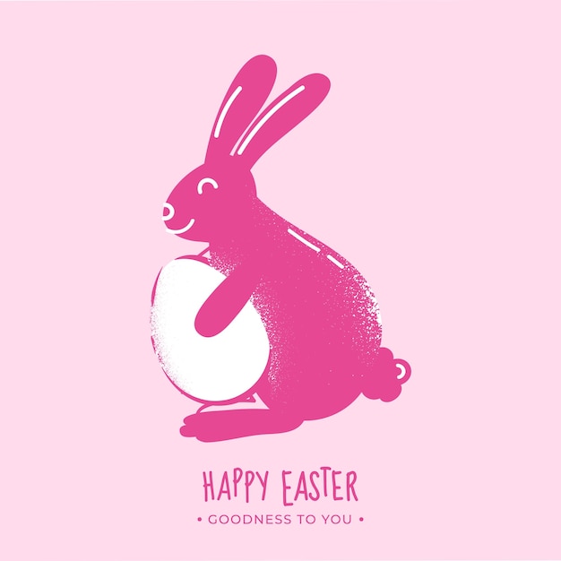 Feliz Pascua a usted Diseño de tarjetas de felicitación con linda ilustración de conejo de dibujos animados con huevo