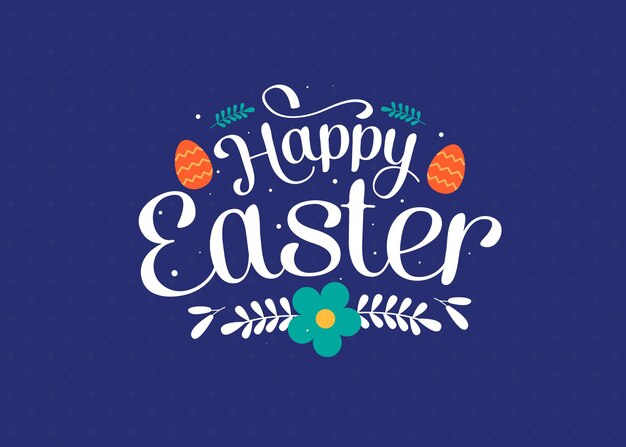 Feliz Pascua vector Tarjeta de felicitación colorida con flores huevos letras citas caligrafía