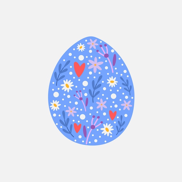 Vector feliz pascua vector tarjeta lindo huevo con patrón floral dibujado dentro de pascua ilustración en estilo escandinavo para tarjeta saludo banner