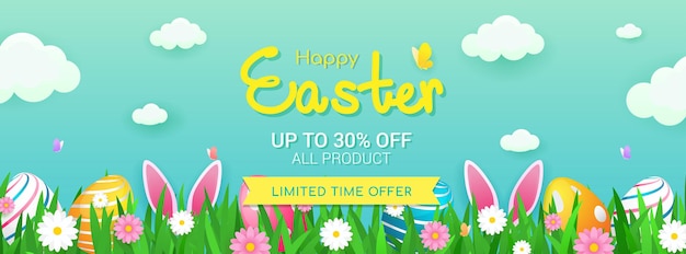 Feliz Pascua Venta Banner Vector ilustración