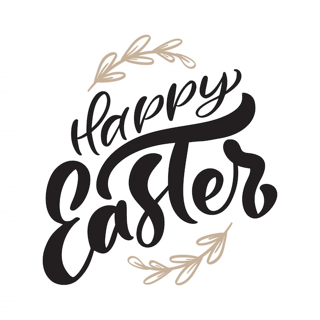 Feliz Pascua vintage vector texto de caligrafía. Cartel de letras cristianas dibujadas a mano para Pascua