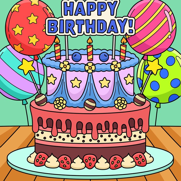 Vector feliz pastel de cumpleaños ilustración de dibujos animados de colores