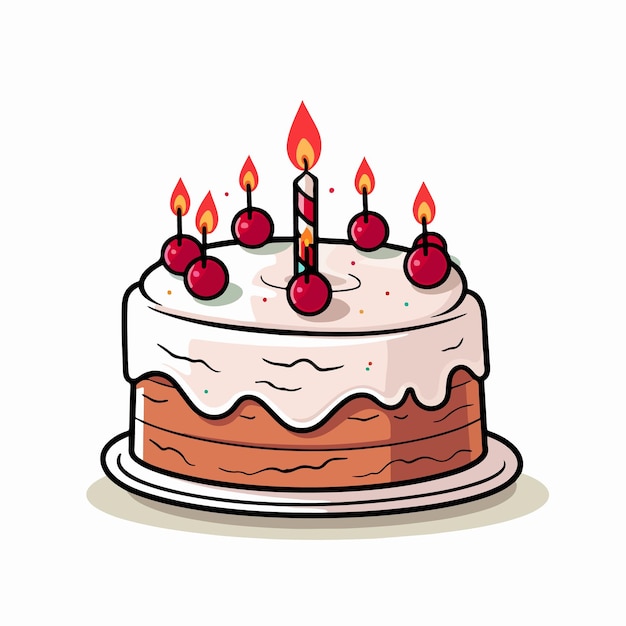 feliz pastel de cumpleaños una simple ilustración de dibujos animados