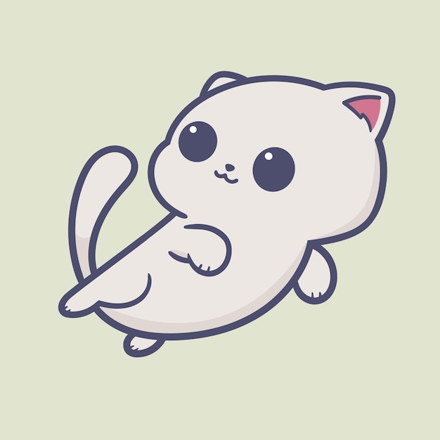 feliz pequeño gato blanco dibujos animados 2