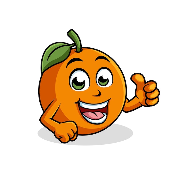 Feliz personaje de dibujos animados naranja dando pulgares hacia arriba ilustración vectorial de mascota