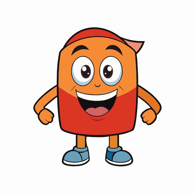Feliz personaje de dibujos animados naranja con una ilustración vectorial de sonrisa alegre