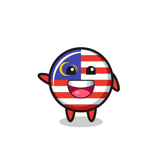 Feliz personaje de mascota linda de bandera de malasia