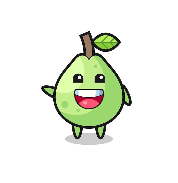 Feliz personaje de mascota linda guayaba, diseño lindo
