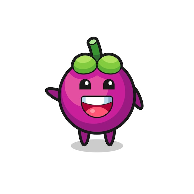 Feliz personaje de mascota lindo mangostán, diseño lindo